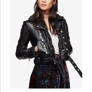 Free People Vegan Leather Moto Jacket